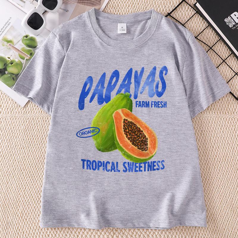 Papaya T Shirt Fruit Summer Graphic Tshirt Causal Round Neck Printed Short Sleeve Tshirt Fashion Clothing