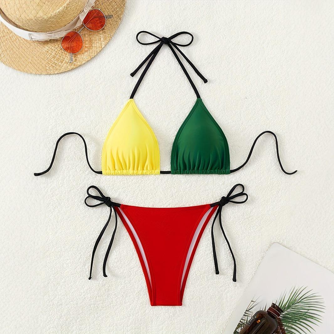 

Color Block Sexy Split Bikini Swimsuit for Women Large