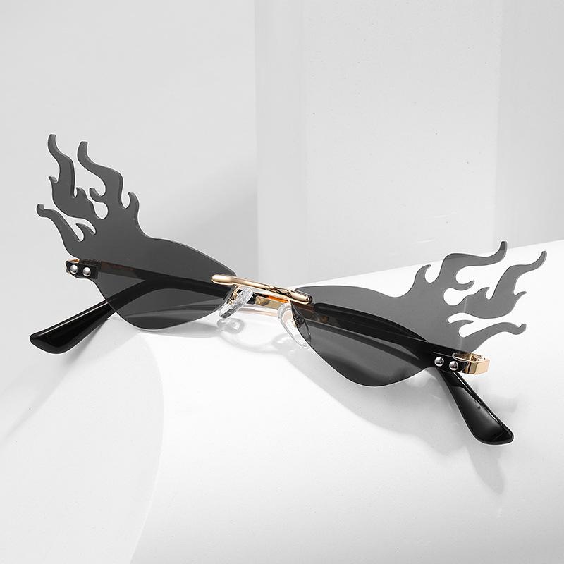 2020 Trend Flame Sunglasses, Men'S And Women'S Metal Frameless Street Sunglasses, Wide-Brimmed Glasses