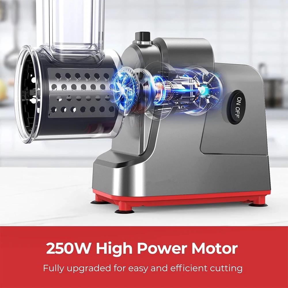 250W 5 in 1 Electric Vegetable Slicer Shredder Automatic Salad Shooter Machine Cheese Grater Carrot Cabbage Cutter JT253