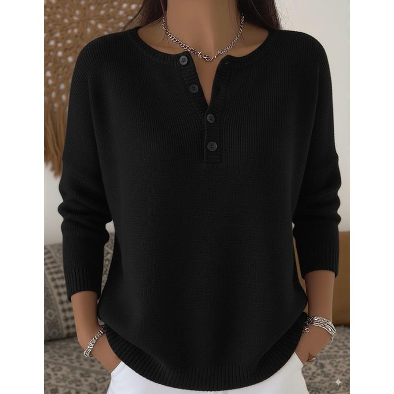 Wool Button V-neck Women's Sweater Autumn and Winter Solid Color Casual Fashion Women's New Style