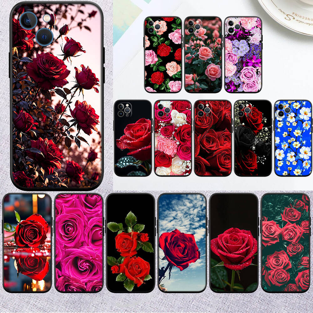 MH131 Roses Flower Phone Shell Case for iPhone 7 8 11 12 13 14 15 16 17 16E XS Pro Max XR X SE Air