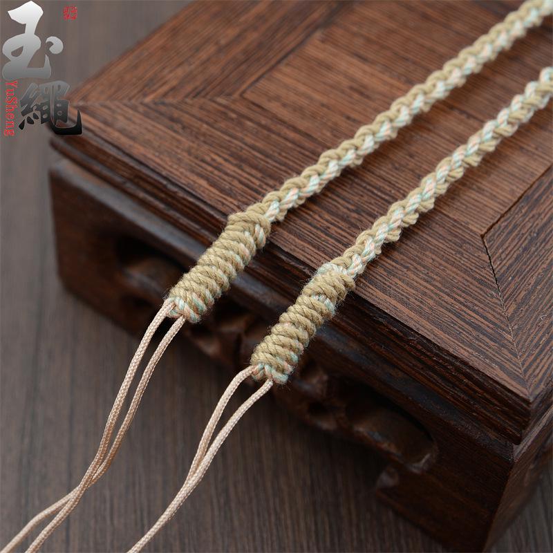 Tibetan Handmade Dzi Cross-Collarbone Cotton Necklace Cord, Four-Strand Braided Open Design.