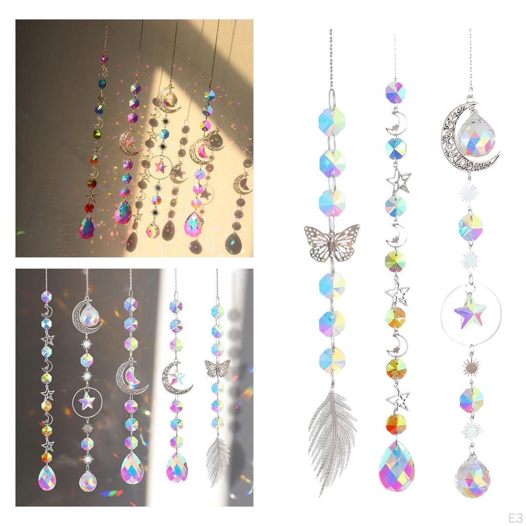 Crystal Hanging Prisms Pendant with Chain Home Decoration Premium Materials Versatile Use up