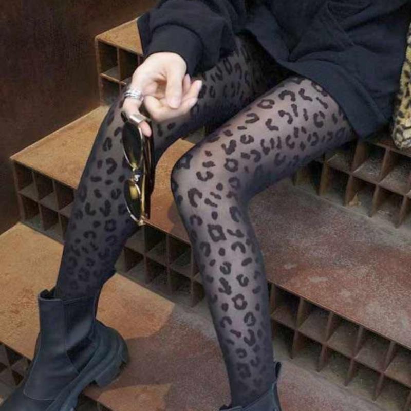 Women's Sexy Leopard Print Leggings with Fleece 2026 Winter Stockings for Warmth, Black Women's Pantyhose