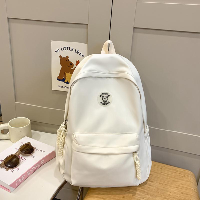 Student School Bag Women's Large Capacity Backpack Solid Color Backpack