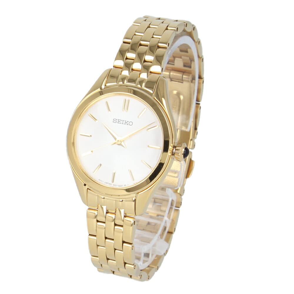 

SEIKO Watch Women s Quartz Analog 3 Hand Stainless Steel Metal Gold White SUR538P