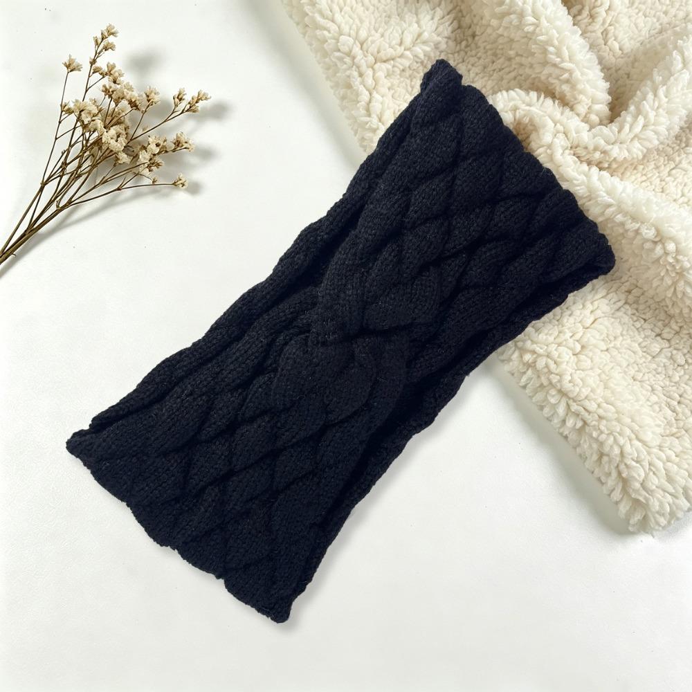 Twisted Front Knitted Headband Soft Stretch Turban Headband New Ear Warmer Headband Daily Wear чёрный