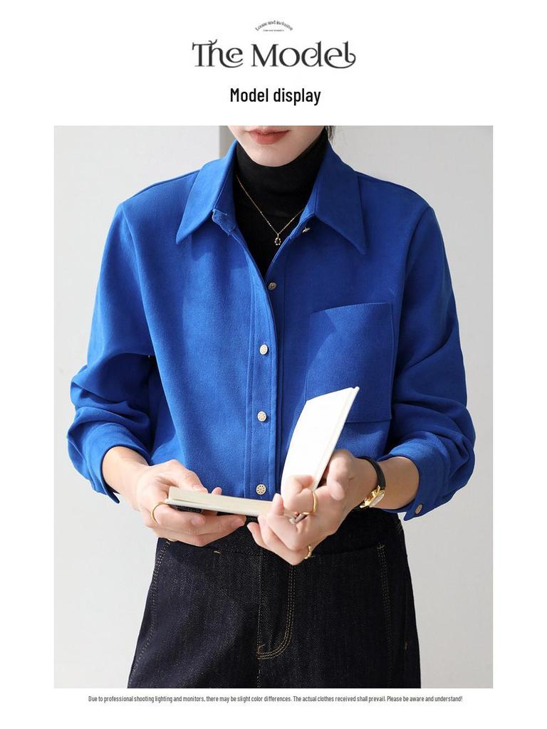 2026 Women's Brushed Cotton Long Sleeve Shirt - New Year Red, High-End Feel for Spring/Autumn, Perfect for Layering, Commute & Interviews