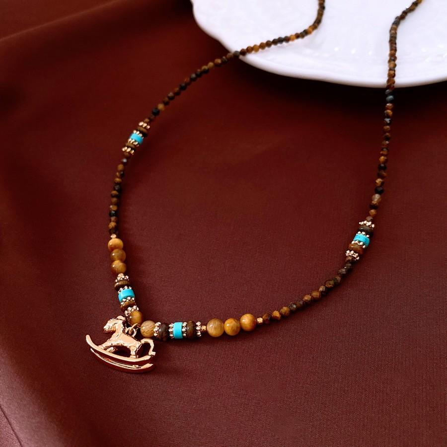 Sun & Stone Pendant Necklace - Titanium & Stainless Steel Clavicle Chain Jewelry