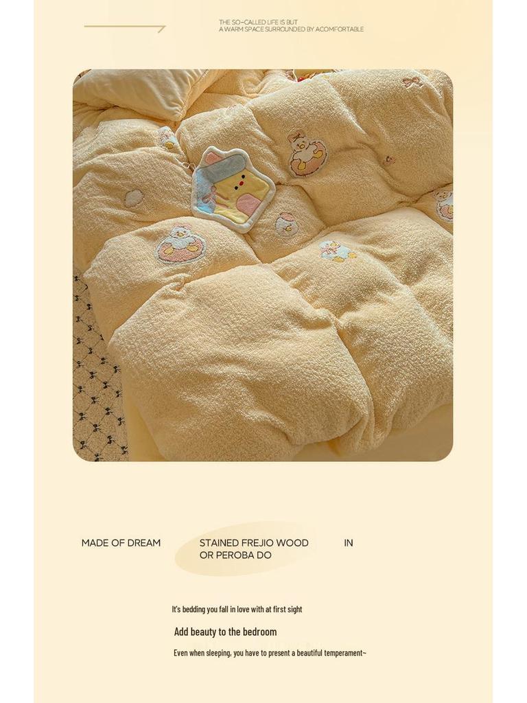 Winter Plush Velvet Bedding Set: Flannel Fleece Sheets & Teddy Duvet Cover