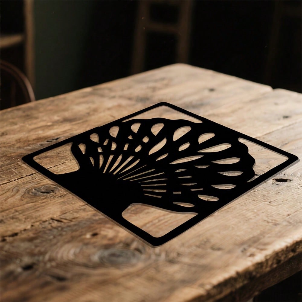 2D Flat Scallop Shell Metal Wall Art, Iron Deco Sculpture for Coastal Home Decor