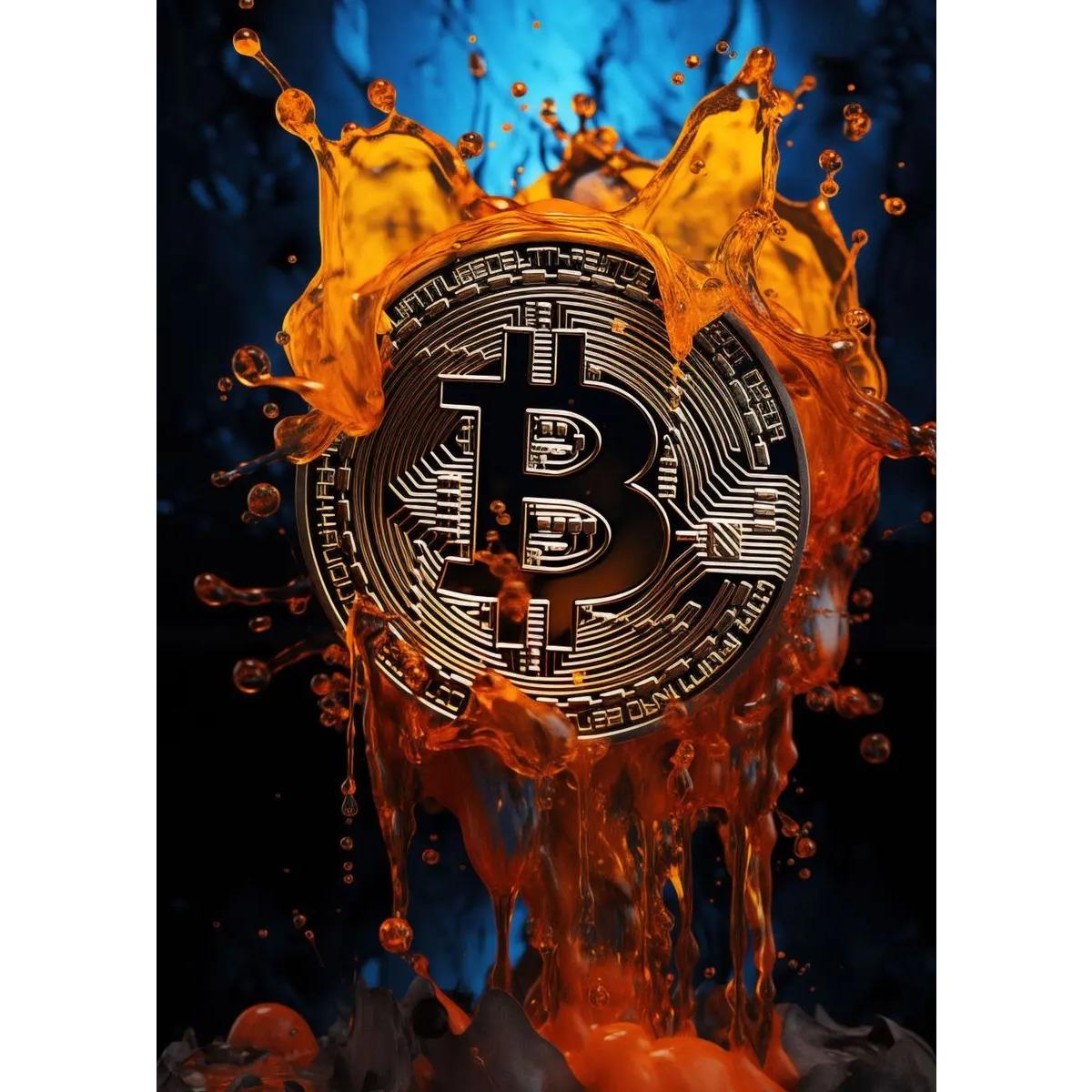 

Неоновая картина с Биткоином, яркие постеры и принты, современное модное поп-арт настенные изображения для гостиной, домашнего офиса 30x45cm No Frame