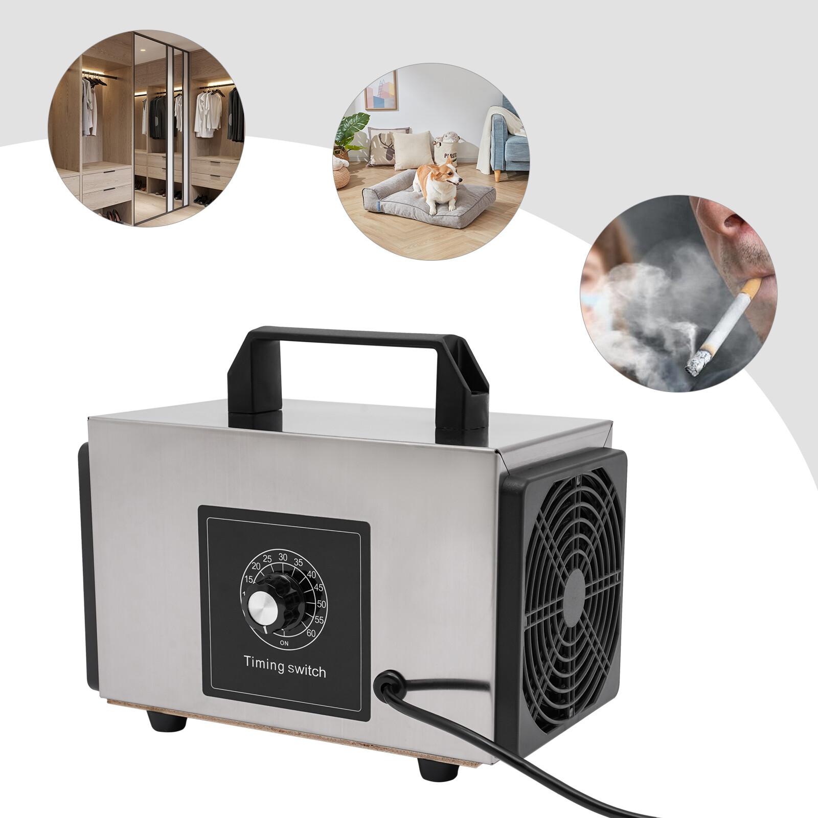 Ozone Generator 120W 110V, 10g/h Ozone Output Odor Eliminator, 0-60 Mins Timer Air Purifier for Home, Air Cleaner Machine серебряный