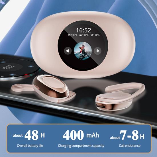 1 Pair Bluetooth-compatible Earphone with Earhook Noise Canceling HiFi Sound IPX5 Waterproof Wireless Over Ear Earbuds Sports Running Headphone