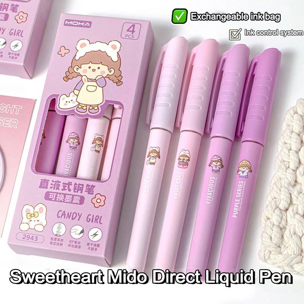 4Pcs Quick-drying Capibara Fountain Pen Replacable Ink Fountain Pens Writing Stationery Studengt