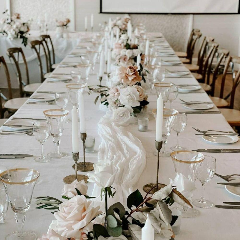 Semi-Sheer Gauze Table Runner Cheese Cloth Tablecloth Luxury Table Cover  Wedding Decor