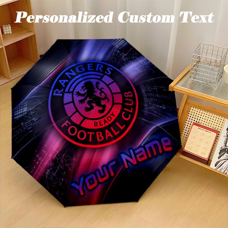 8 Rib Auto Folding Umbrella Rangers FC Print Custom Name Text Portable Rain Gear