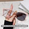 Damenmode Quadratischer Rahmen Photochrome Multifokale Lesebrille für Weit- und Nahsicht