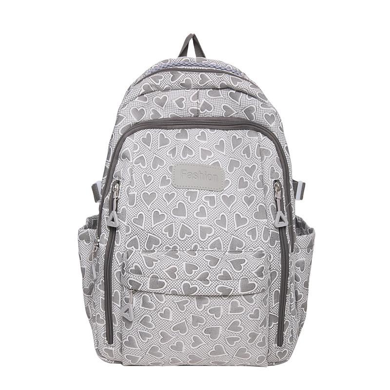 

Large Fashionable Capacity Backpack With Heart Print Design For Daily School Use серый