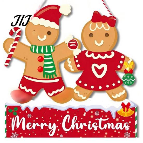 Christmas Gift For Friends Wooden Hanging Pendant, Festive Ornaments with Hemp Rope for Tree Fireplace Wall Window Decoration, Santa Claus/Gingerbread