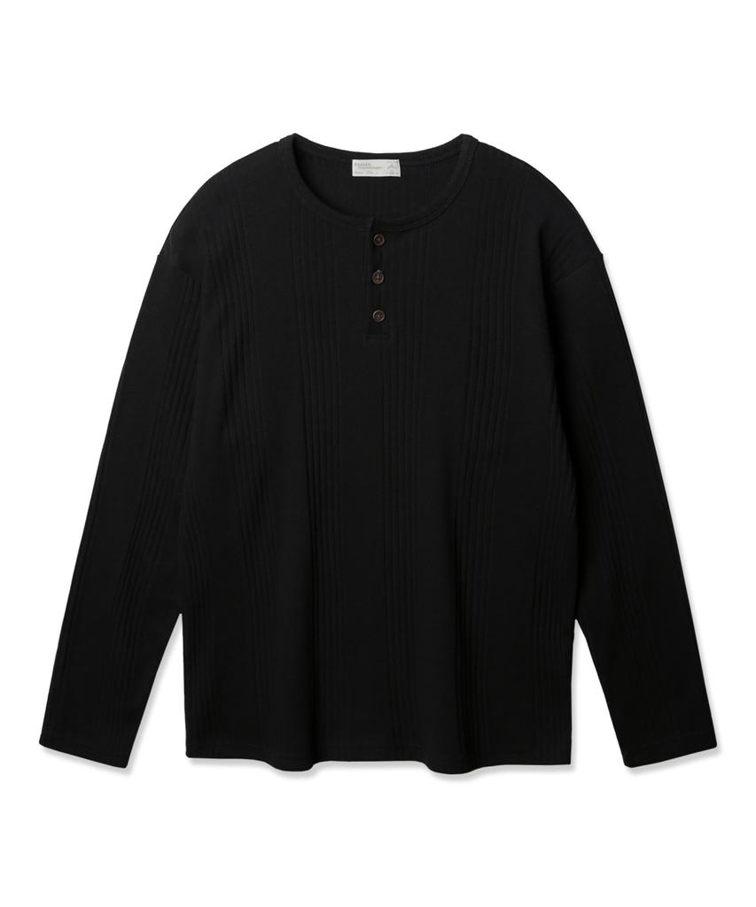 BAKKEN [Men] Henley Neck Long Sleeve T-Shirt Bk4224 (4 Colors)