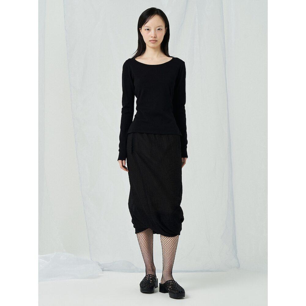 Anggae Back Ribbon 2Way Pullover Black