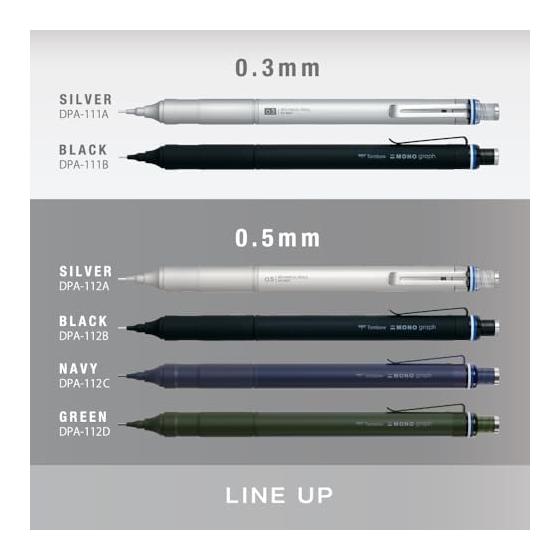 Tombow Pencil Mechanical Pencil 0.5mm MONO Graph Fine Navy DPA-112C with MONO Eraser Black PE01 JCC-561 (5 Pack)