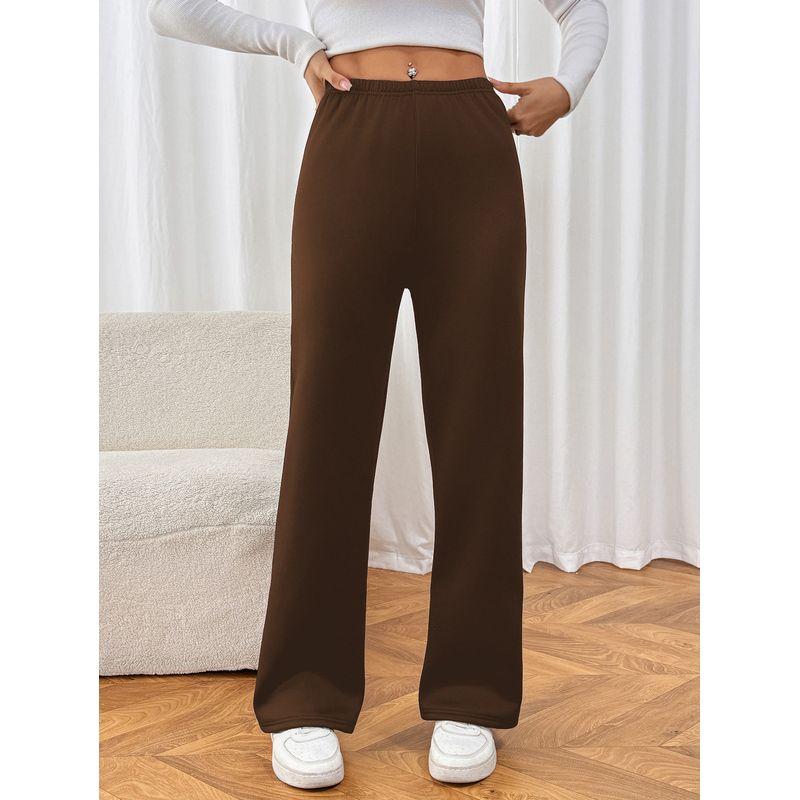 

2025 Autumn New Cross-Border Style Lamb Wool Wide-Leg Warm Pants for Women, Winter Fleece-Lined Thickened Casual Versatile Outerwear Brown M