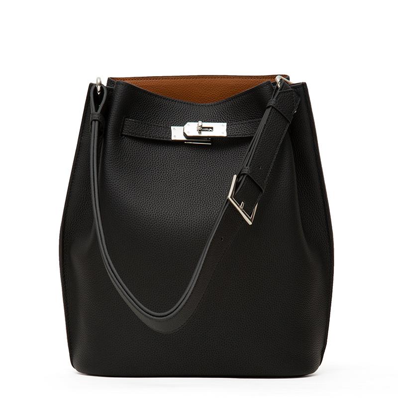 Neue Togo Oberleder Rindsleder Eimer Tasche lässige Ein Schulter SoKelly Leder Hufeisen Ein Schulter Tragetasche