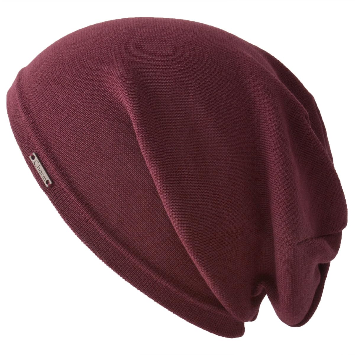 

CHARM Одинарная шапка-бини Outlast в рубчик большого размера [Свободный размер/Темно-красный] Стильная, с терморегуляцией, легкая,