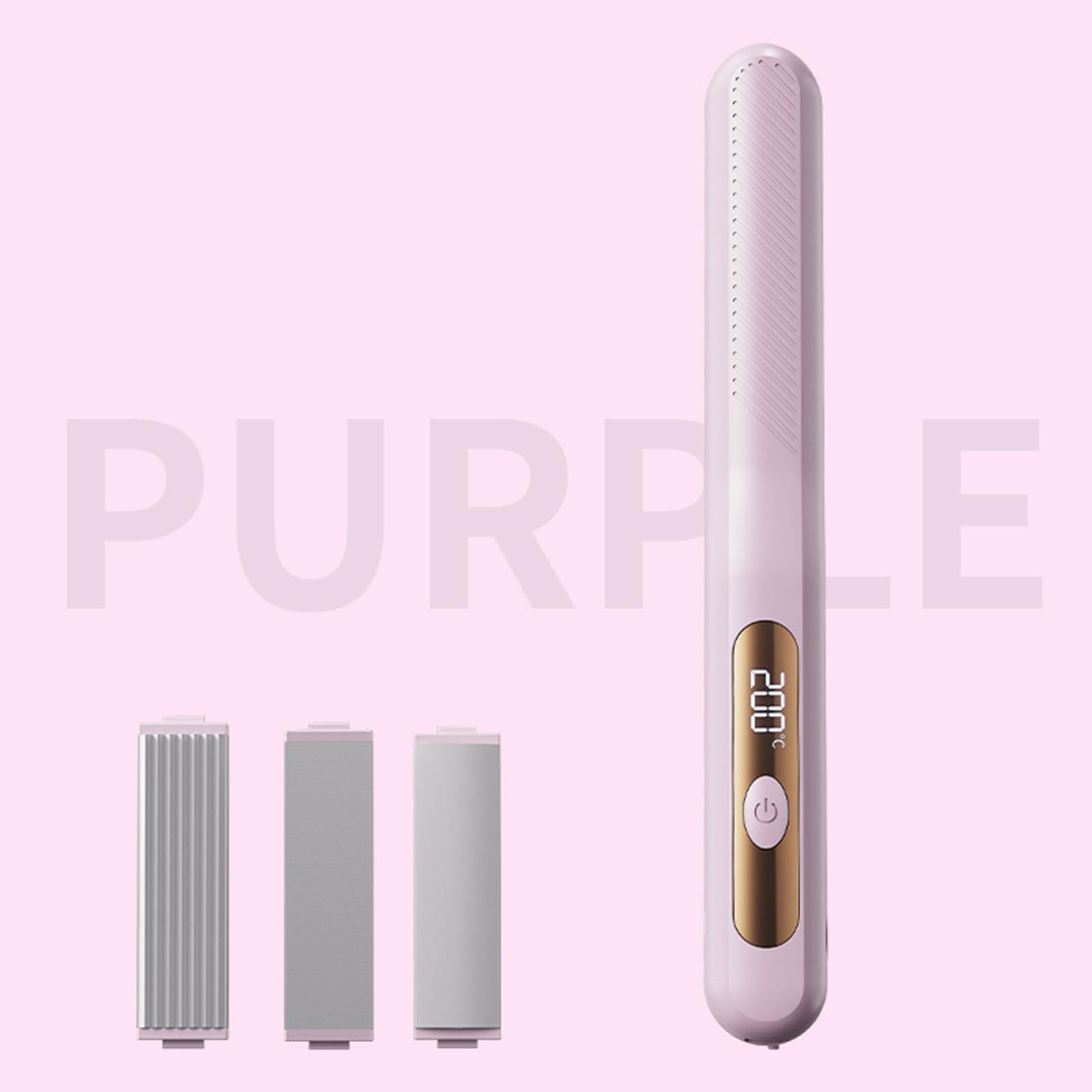 

Выпрямитель многофункциональный три-в-одном со сменными насадками прямой и кудрявый двойного назначения щипцы для завивки purple