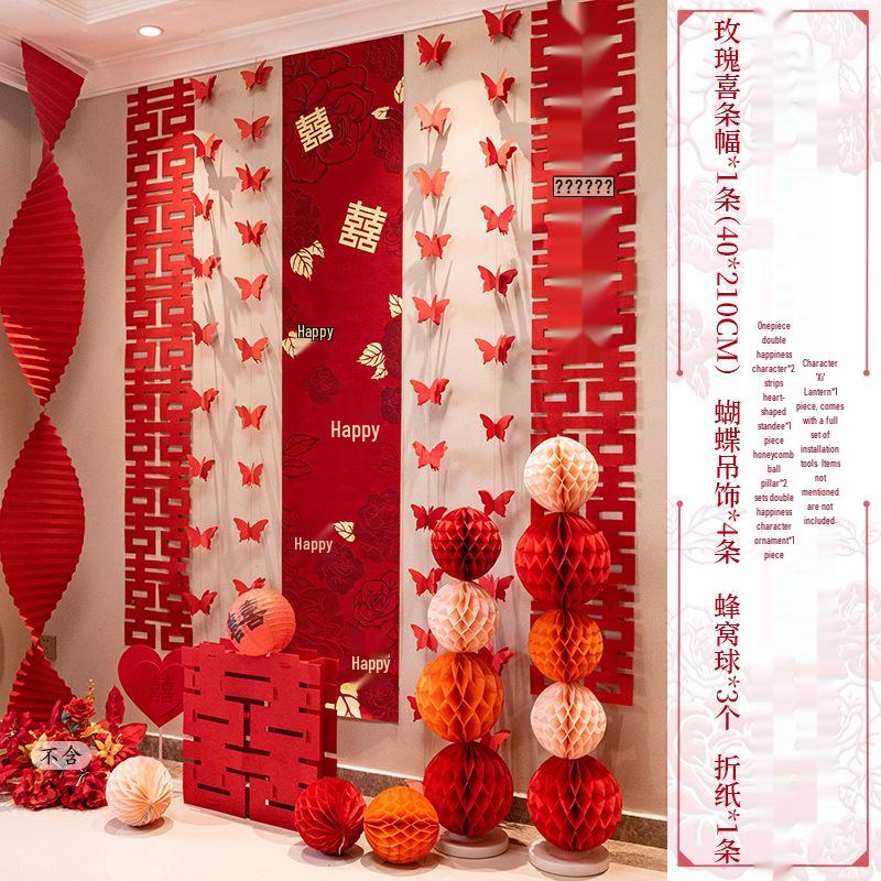 Wedding Decoration Set: Groom & Bride's Room Ornaments with Bunting & Robe Wall Décor
