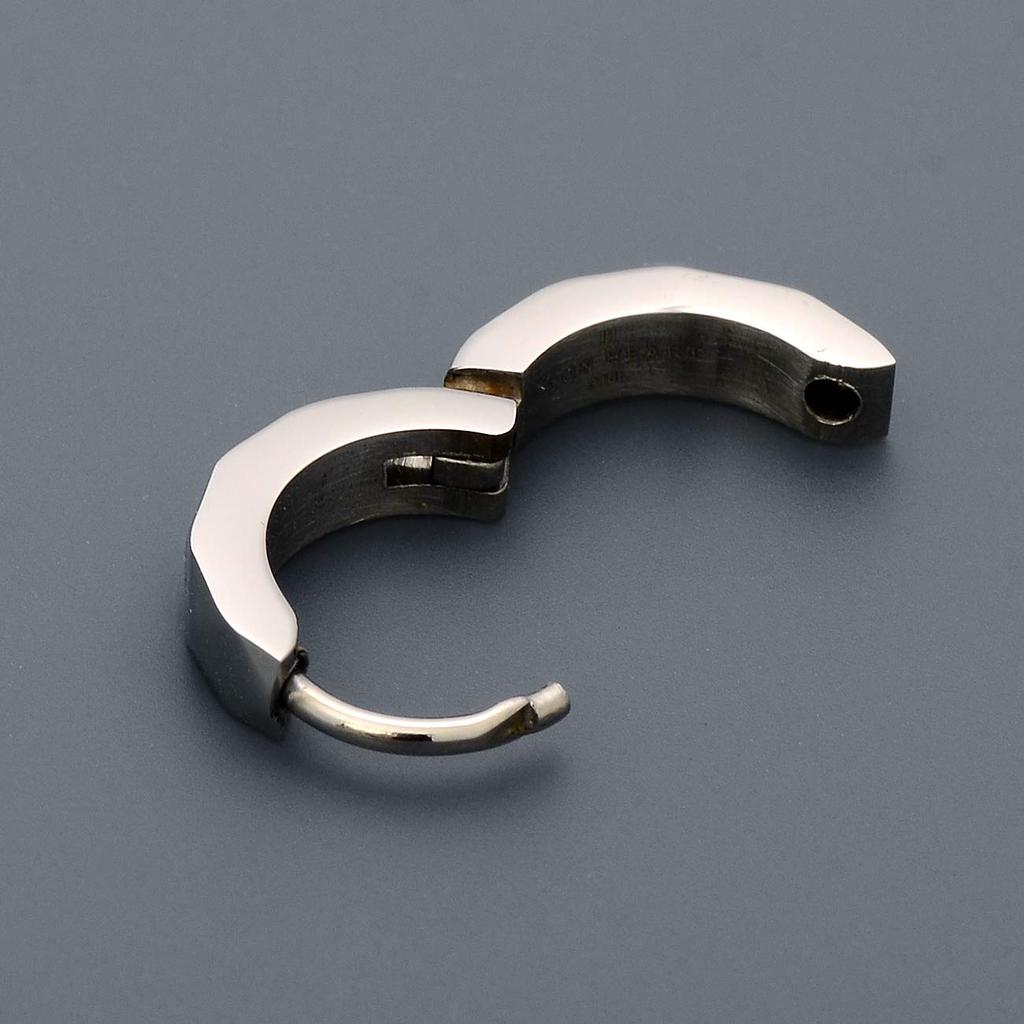 [LION HEART] Hoop Earring for Men, Single Earring, Stainless Steel, Hypoallergenic, Silver Color, Simple Design, Perfect for Boyfriend/Men