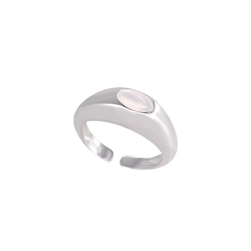 Stylish Moonstone Simple Ring For Women Geometric Copper Open Finger Ring Chic Accessory Minimalist
