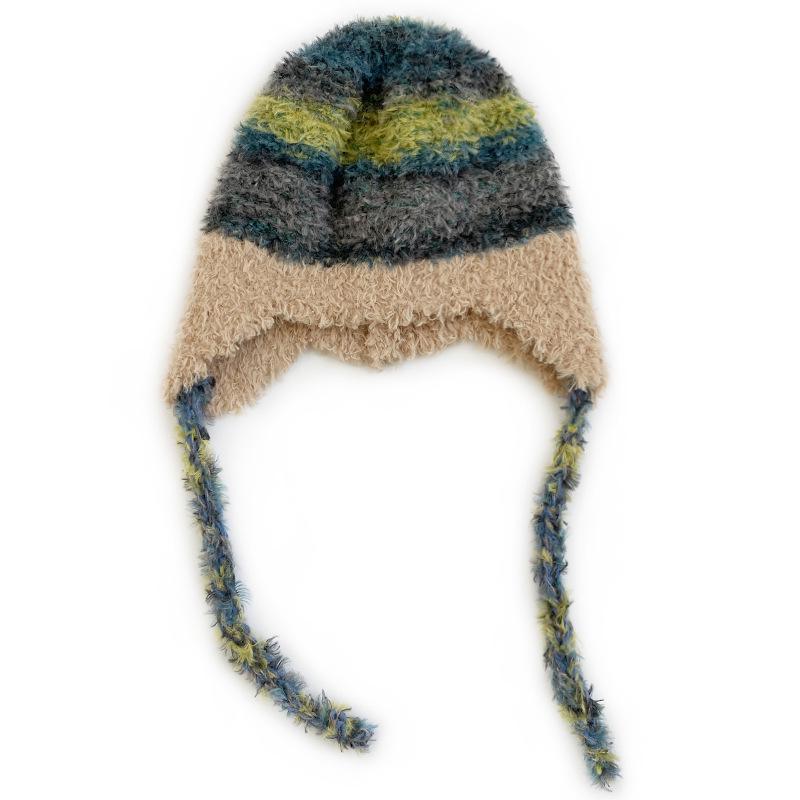 Korean Style Children's Colorful Plush Knit Hat - Soft, Warm Wool with Ear Protection
