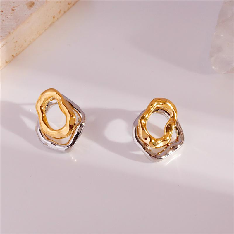 Trendy Geometric U Shape Ear Buckle Hoops With Thread Geometric Hollow Drop Statement Earrings For Women Jewelry