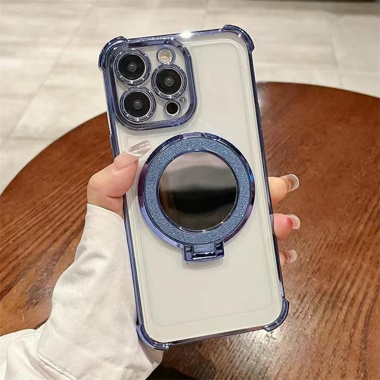Applicable To iPhone17/16 Mobile Phone Case 15promax Magnetic Suction 16pro Mirror Holder 1413 Anti-drop Protective Case