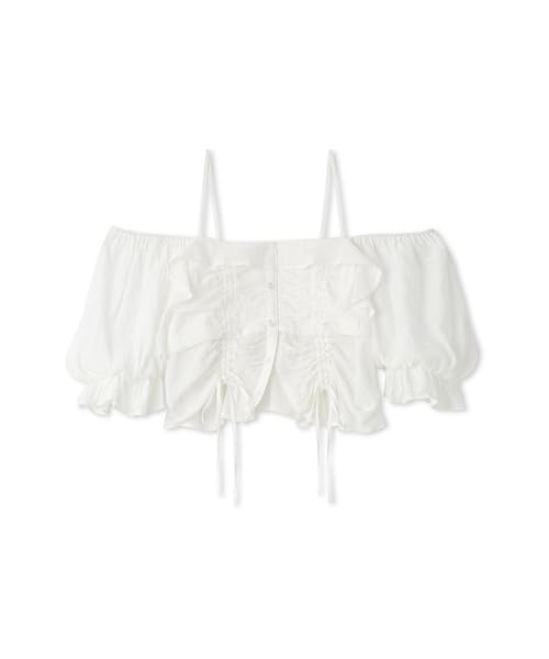 Snidel Cropped Varie Blouse SWFB251169 White Women's