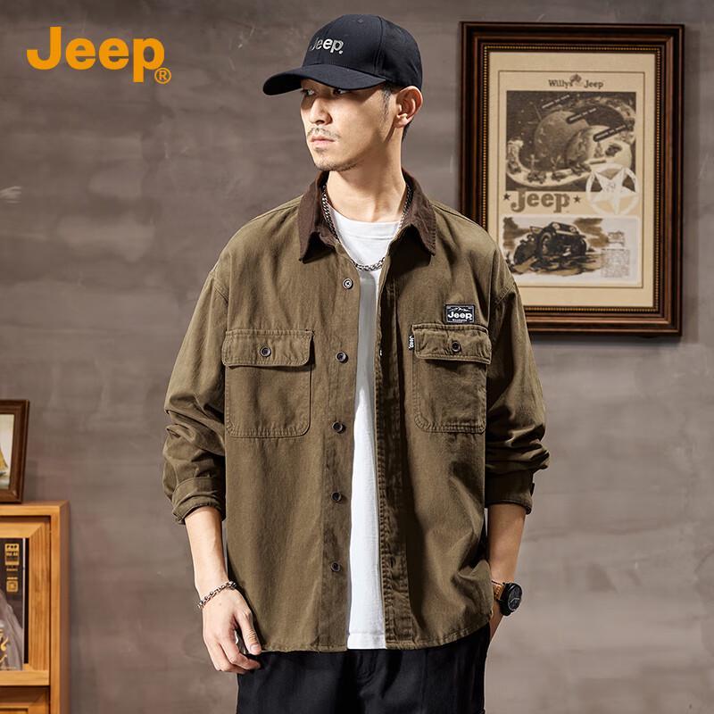 JEEP Men's Retro Loose Fit Denim Workwear Jacket