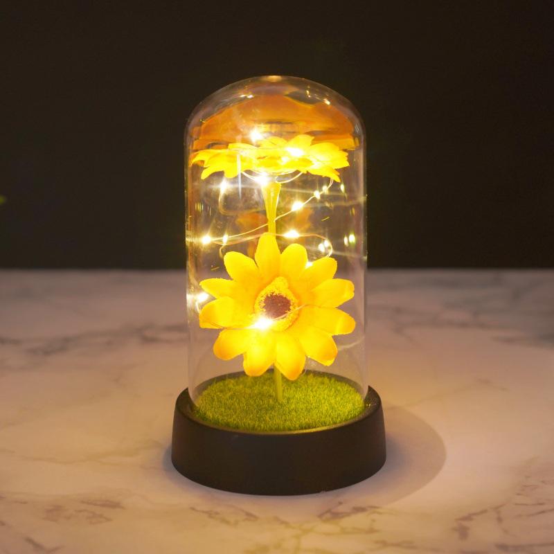 Sunflower Night Light: Dried Flower Simulation Ornament for Christmas & Valentine's Day Gift Decor.