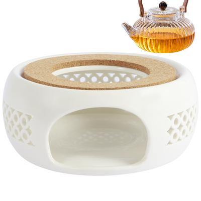 Teekannenwärmer aus Keramik, hohler Keramik-Teekannenwärmer mit Korkkissen, hitzebeständiger Keramik-Kaffee-Teewärmer, praktische Keramik