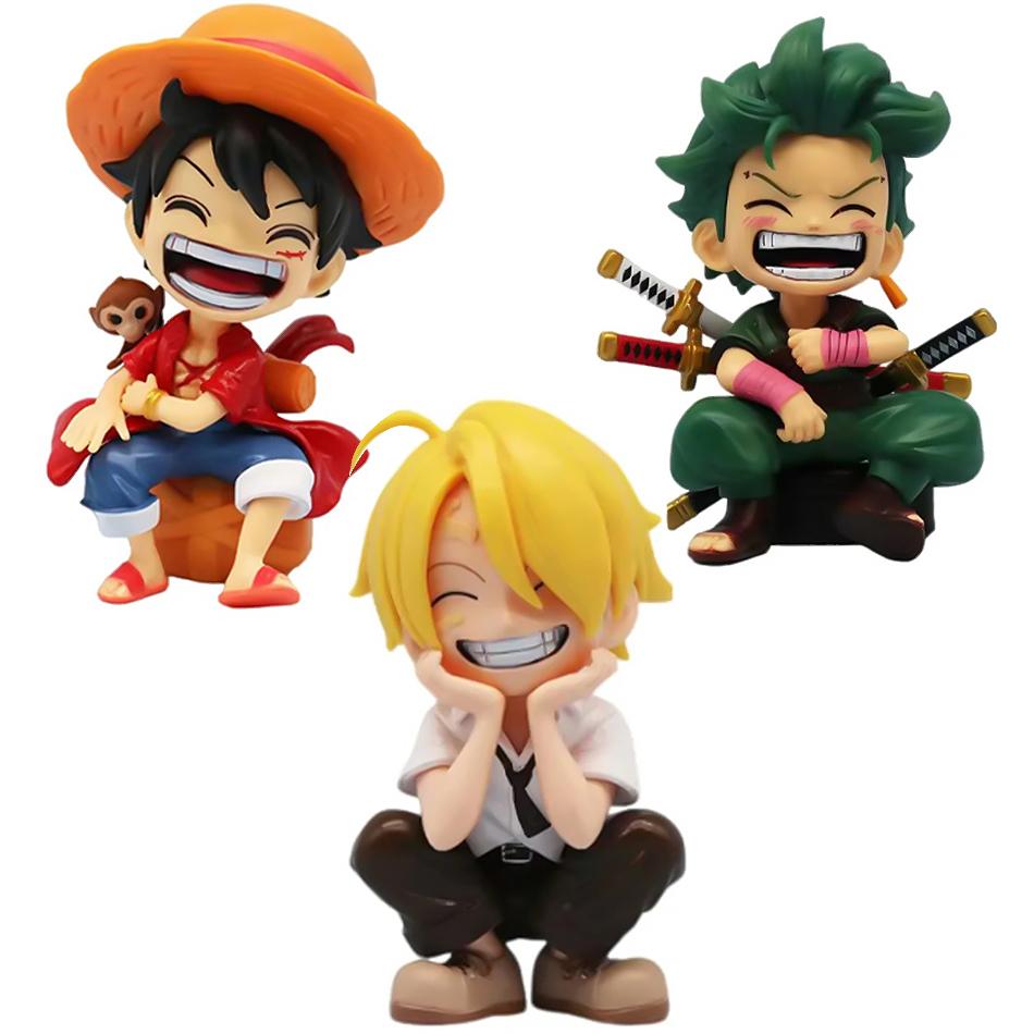 One Piece Ruční Luffy Solon Sedící Q-Verze Trendy Hračka Kreslený Anime Stolní Auto Ozdoba Periferie Dárky