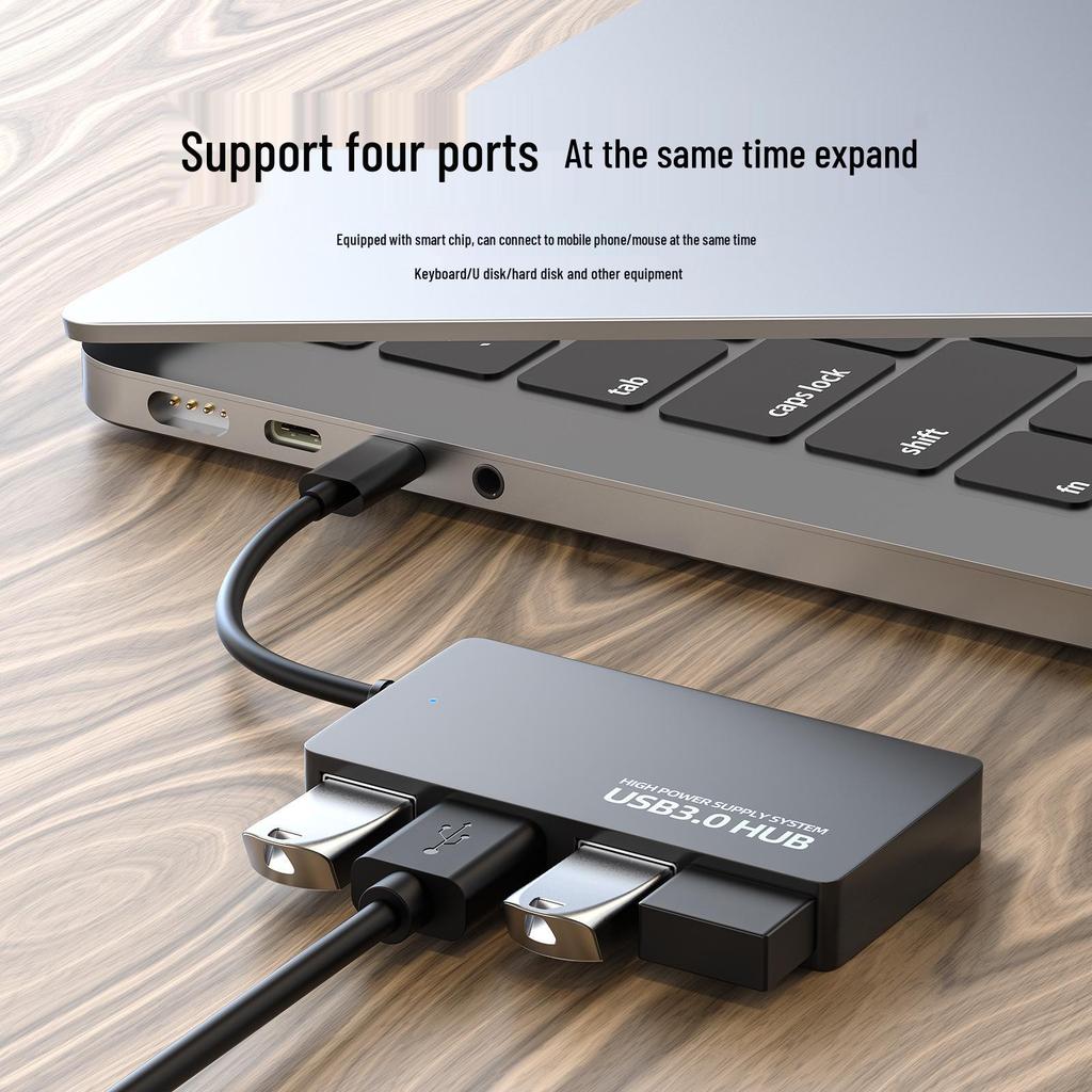 USB 3.0 High-Speed 4-Port Hub and Hard Drive Dock, Plug-and-Play Splitter