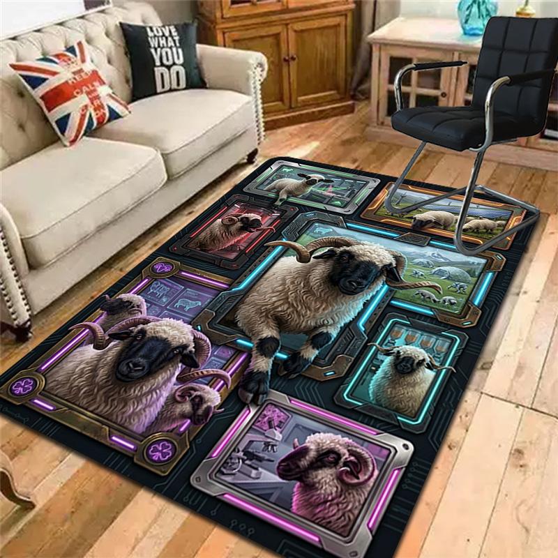 Sheep Evolution Showcase Pattern Rug Floor Mat for Living Room or Bedroom Soft and Comfortable Carpet a Gift for Birthday and Holiday.