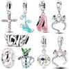 Original Copper Golden Pets Charms Bead Colorful Zirconium Clover Angel Heart Dangle Fit Bracelet Diy Jewelry Gift