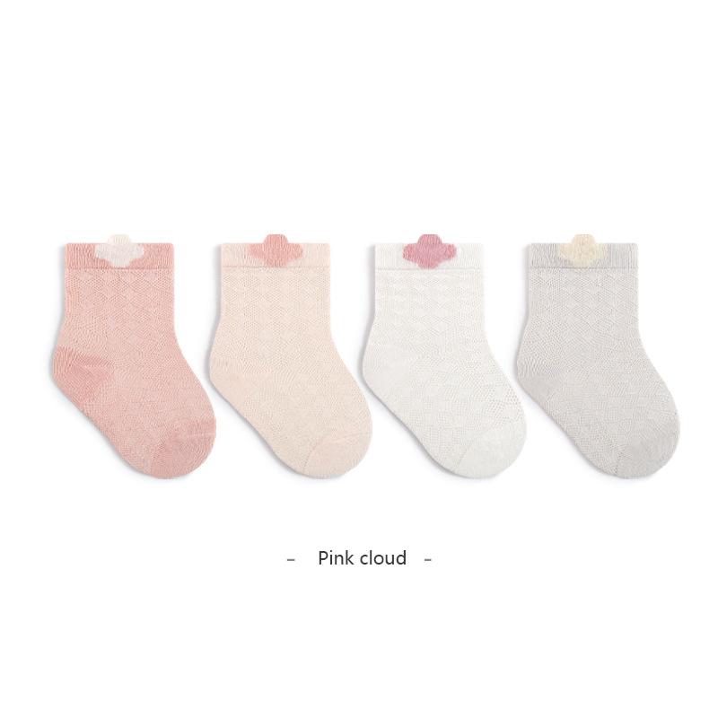 

4 Pairs Newborn Baby Socks Light Thin Baby Girl Socks Soft Cotton Baby Boy Socks For Newborns S(6-12M)