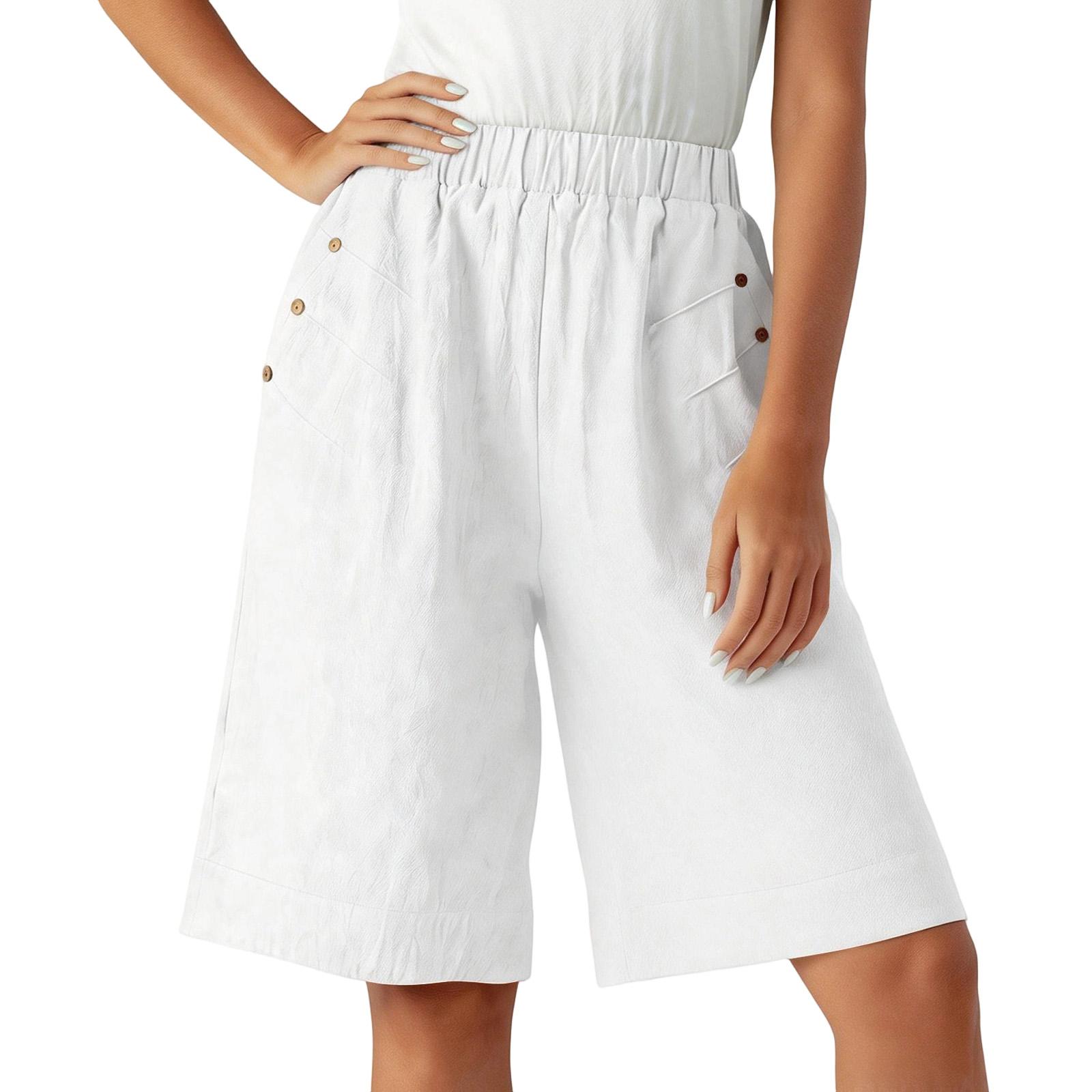 

Women s Casual Five-Quarter Pants Color, Straight-Leg, For Home Use XL білий