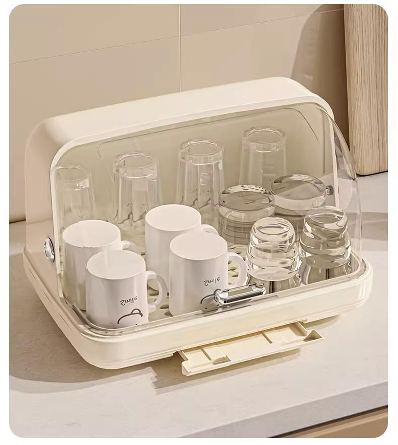 Dustproof Desktop Cup Holder and Draining Tray