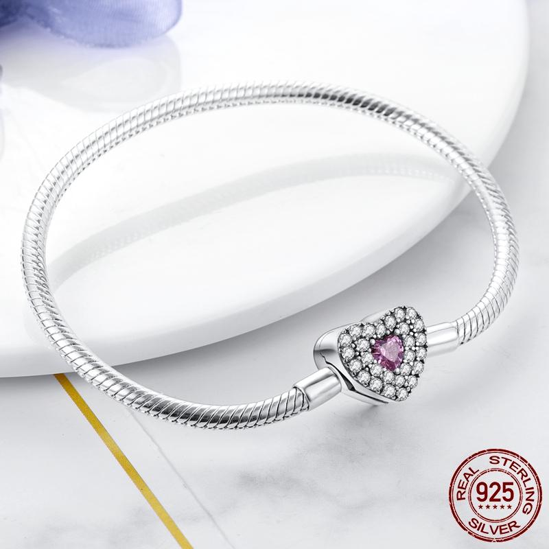 Design Sparking Butterfly Paw Heart Snake Chain Bracelet fit Charm Bead DIY Women 925 Sterling Silver Jewelry